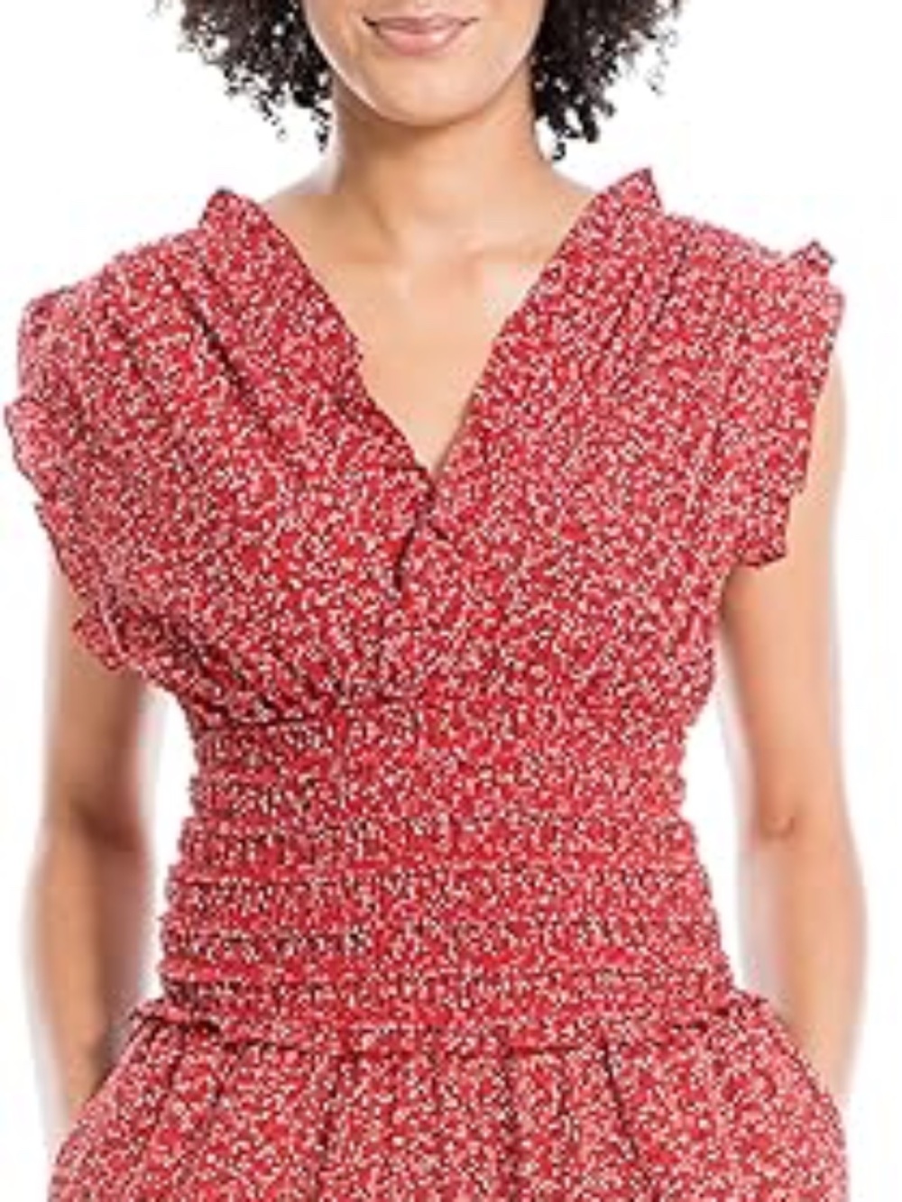 Max Studio Women V-neck Smocked Waist Jumpsuit.